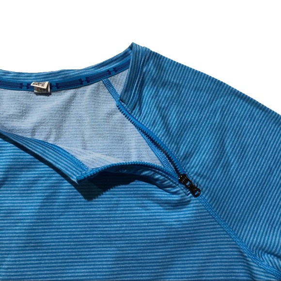 UA ColdGear CozyZip Crew Microstripe Blue - Picture 7 of 9